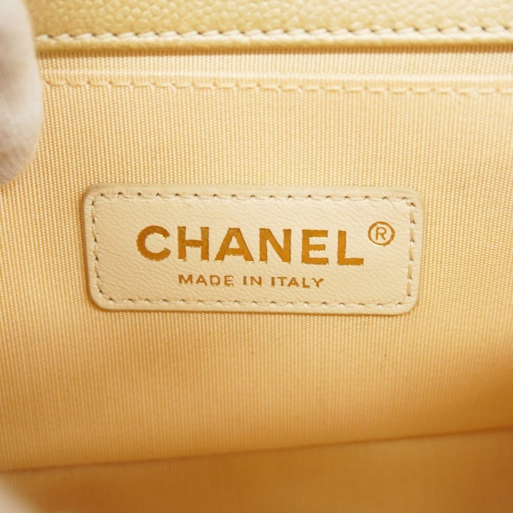 Chanel Shoulder Bag Boy Chain Caviar Skin Beige Champagne Women's - Picture 5 of 11